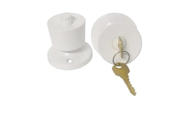 Fechadura Naval Botão-Chave p/ divisória Lockwell Branca